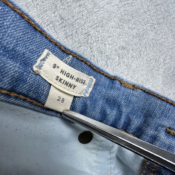 Madewell Skinny Jeans Raw Step Hem High Rise Stretch Womens Blue Size 28 - Picture 5 of 11